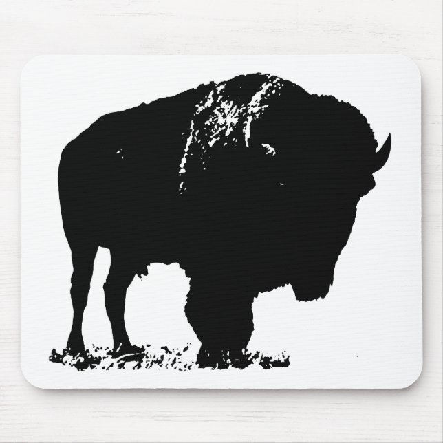 Alfombrilla De Ratón Búfalo de Bison Black & White Pop Art (Frente)