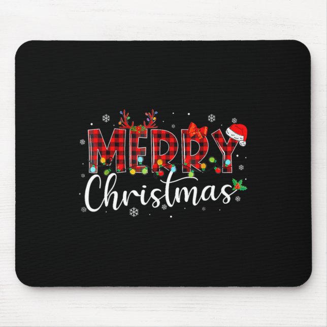 Alfombrilla De Ratón Búfalo navideño vestido rojo Santa Hat Xmas P (Frente)