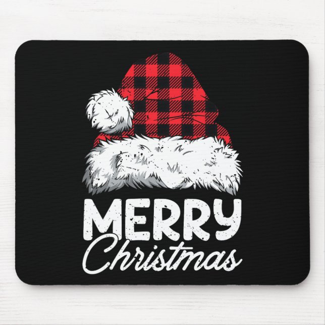 Alfombrilla De Ratón Búfalo navideño vestido rojo Santa Hat Xmas P (Frente)