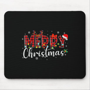 Alfombrilla De Ratón Búfalo navideño vestido rojo Santa Hat Xmas P