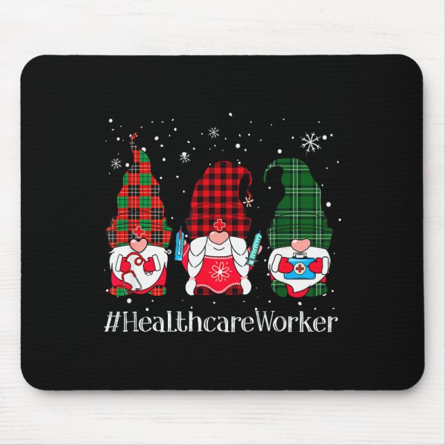 Alfombrilla De Ratón Buffalo Plaid Gnome Healthcare Worker Nurse Christ (Frente)