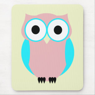 Alfombrilla De Ratón Búho azul y rosado lindo Mousepad