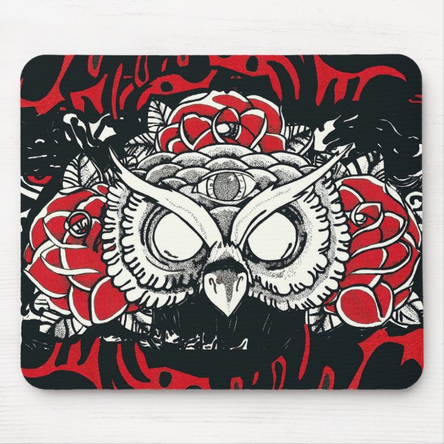 Alfombrilla De Ratón Búho oscuro Mousepad (Frente)