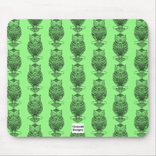 Alfombrilla De Ratón Búho (patrón neón verde) - Alfombrilla para ratón
