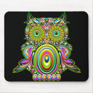 Alfombrilla De Ratón Búho Popart psicodélico Mousepad