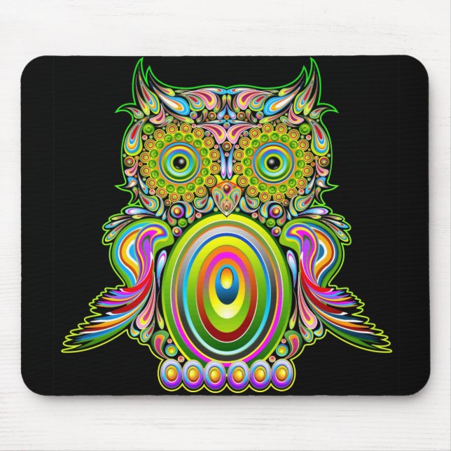 Alfombrilla De Ratón Búho Popart psicodélico Mousepad (Frente)