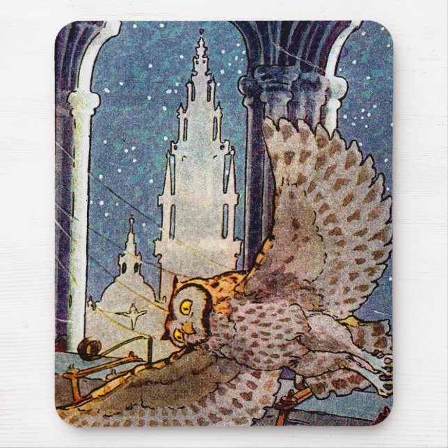 Alfombrilla De Ratón búho soñador volando de noche (Frente)