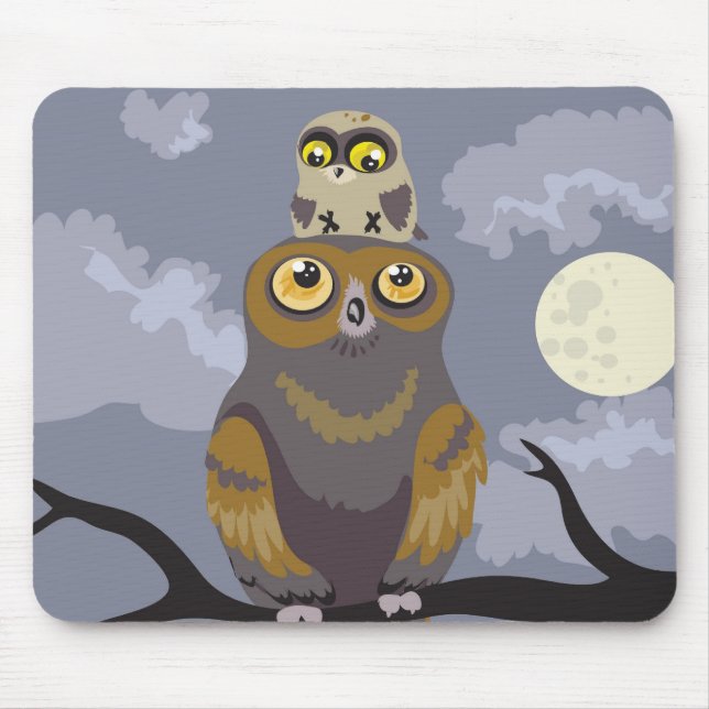 Alfombrilla De Ratón Búho y Búho Mousepad (Frente)