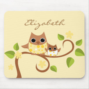 Alfombrilla De Ratón Búhos de la mamá y del bebé