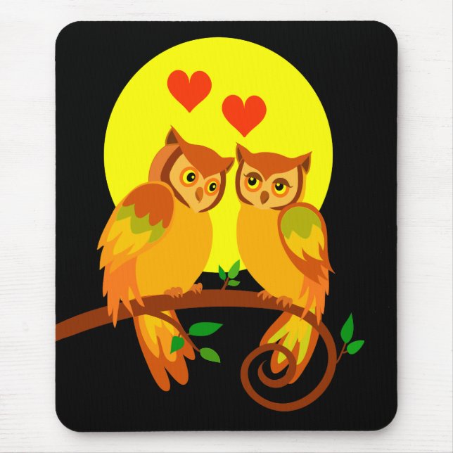 Alfombrilla De Ratón Búhos en amor (Frente)