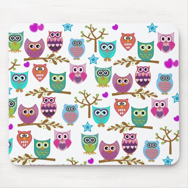 Alfombrilla De Ratón búhos felices (Frente)