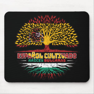 Alfombrilla De Ratón Bulgaria Búlgaro España Bandera de raíces de árbol