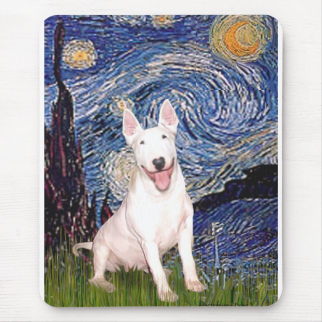 Alfombrilla De Ratón Bull Terrier 4 - Noche estrellada (Vert) (Frente)