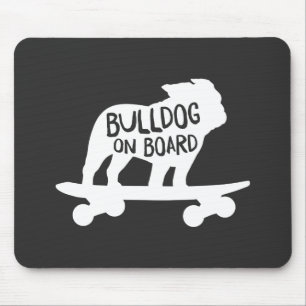 Alfombrilla De Ratón Bulldog a bordo   Skateboarding Dog Silhouette