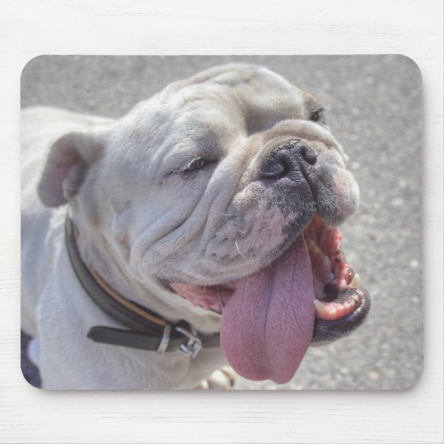 Alfombrilla De Ratón Bulldog blanco feliz (Frente)