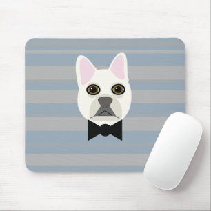 Alfombrilla De Ratón Bulldog blanco francés, rayas