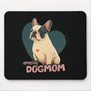 Alfombrilla De Ratón Bulldog con fondo cardíaco