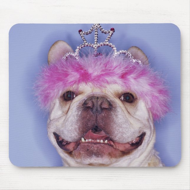 Alfombrilla De Ratón Bulldog con tiara (Frente)