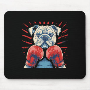 Alfombrilla De Ratón Bulldog De Boxeo Con Guantes De Boxeo Gracioso