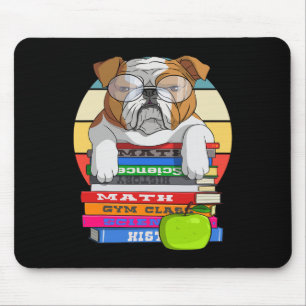 Alfombrilla De Ratón Bulldog De Vuelta Al Libro Escolar Gusano