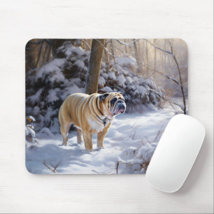 Alfombrilla De Ratón Bulldog Dejar Que Nieva Navidades Cepillado
