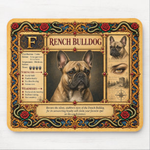 Alfombrilla De Ratón Bulldog Francés, Arte Bestiario Medieval