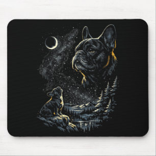 Alfombrilla De Ratón Bulldog francés aullando a la luna vintage 90s div