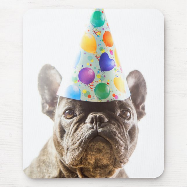 Alfombrilla De Ratón Bulldog francés con Fiesta Gorra (Frente)