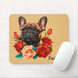 Alfombrilla De Ratón Bulldog Francés Con Rosas