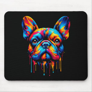 Alfombrilla De Ratón Bulldog francés de pintura colorida