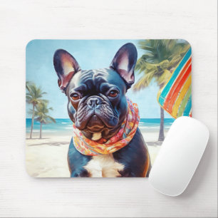 Alfombrilla De Ratón Bulldog francés en la playa, regalo de verano para