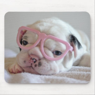 Alfombrilla De Ratón Bulldog francés en vidrios del corazón