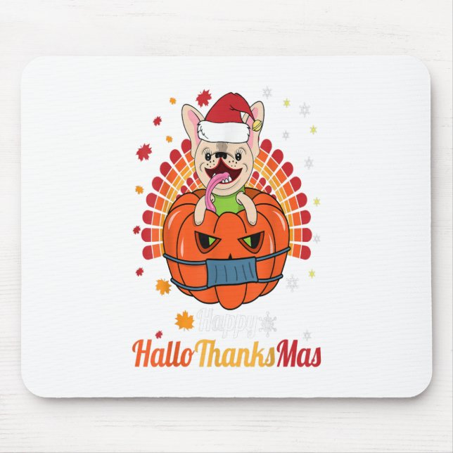 Alfombrilla De Ratón Bulldog francés feliz halloGraciasMas Perro Cute (Frente)