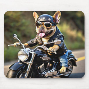 Alfombrilla De Ratón Bulldog francés "Frenchie" sobre moto para ratón