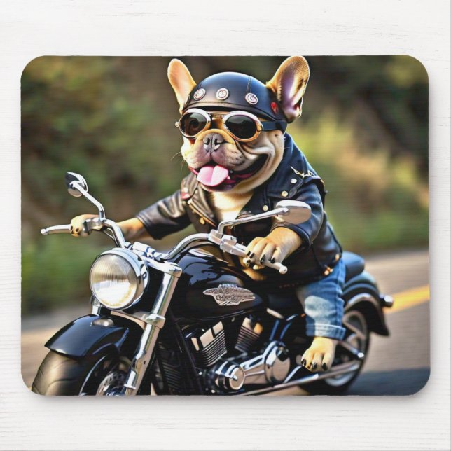 Alfombrilla De Ratón Bulldog francés "Frenchie" sobre moto para ratón (Frente)