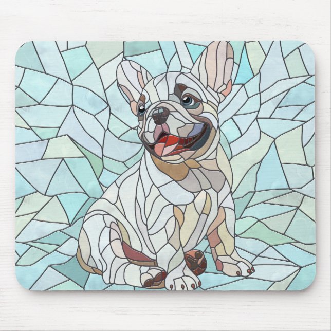 Alfombrilla De Ratón Bulldog francés lindo Cachorro - mosaico pastel (Frente)