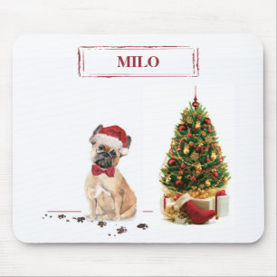Alfombrilla De Ratón Bulldog Francés Perro Divertido de Navidad con Árb