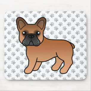 Alfombrilla De Ratón Bulldog francés rojo lindo perro caricaturista