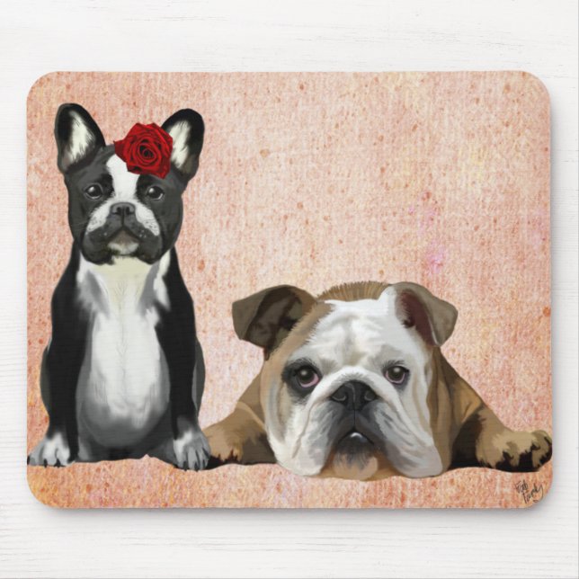 Alfombrilla De Ratón Bulldog francés y Bulldog inglés (Frente)