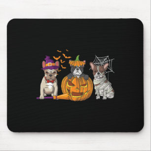 Alfombrilla De Ratón Bulldog Halloween Bruja Mami Calabaza Diversión Pe