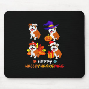 Alfombrilla De Ratón Bulldog Halloween Y Feliz Navidad Hallot