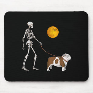 Alfombrilla De Ratón Bulldog Inglés Esqueleto Perro Caminando Halloween