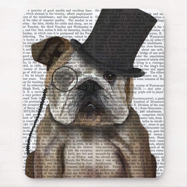 Alfombrilla De Ratón Bulldog inglés, hebilla formal y Gorra (Frente)