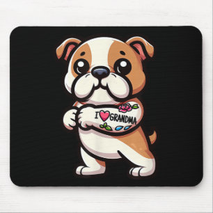 Alfombrilla De Ratón Bulldog inglés me encanta el tatuaje divertido del