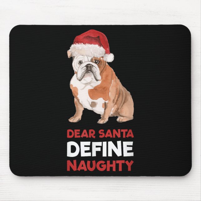Alfombrilla De Ratón Bulldog inglés Navidades Camisa Querido Santa Defi (Frente)