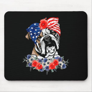 Alfombrilla De Ratón Bulldog Inglés Perro Bandera Americana Patriótico
