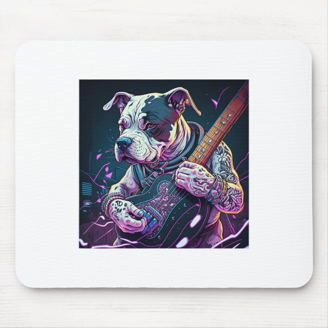 Alfombrilla De Ratón Bulldog jugando rock de guitarra eléctrica (Frente)