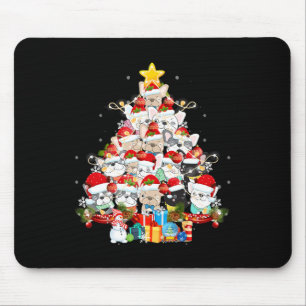 Alfombrilla De Ratón Bulldog Santa Claus Navidad Árbol iluminado Feliz 