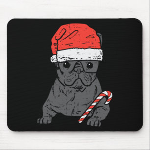 Alfombrilla De Ratón Bulldog Santa Frenchie Navidades de perros Noche M