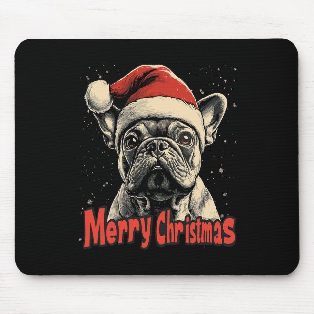 Alfombrilla De Ratón Bulldog Santa Hat Feliz Navidad Navidad Perro Love (Frente)